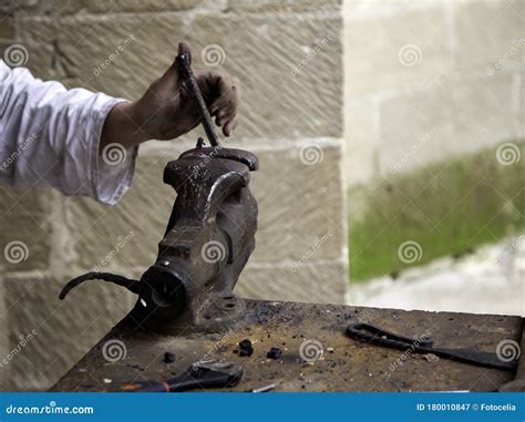 Anvil and forging hammer stock image. Image of equipment - 180010847