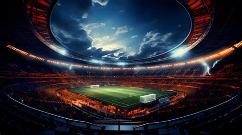 Premium Photo | This image shows a soccer stadium at night The stadium ...