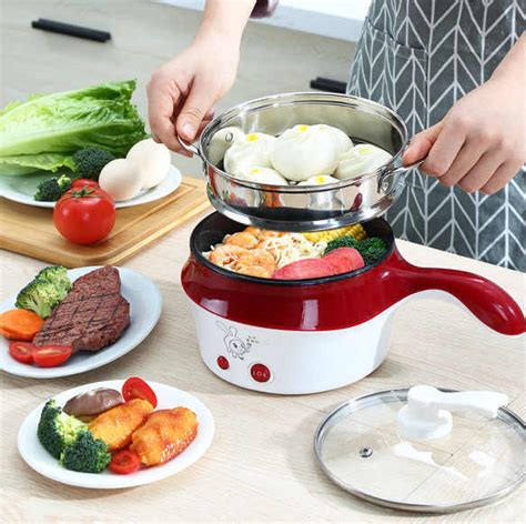 Portable Multifunction Electric Cooking Pot with Steamer Non-stick Rice ...