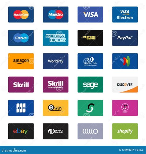 Payment method logos editorial photography. Illustration of editable ...