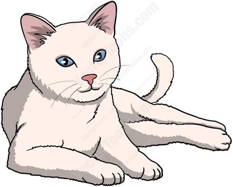 White Cat With Blue Eyes Lying Down And Looking Ahead | Cat drawings | Pinterest | Cats, Cat ...