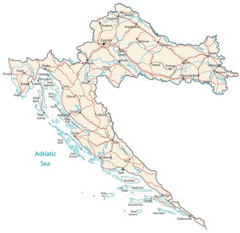 Map of Croatia - Cities and Roads - GIS Geography