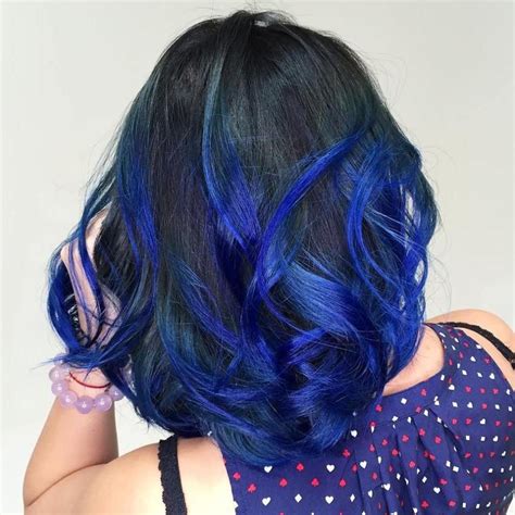 40 Two Tone Hair Styles | Electric blue hair, Hair color blue, Blue hair highlights