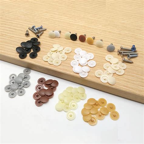 100pcs knob Screws Decorative Cover Plastic Nuts Bolts Covers Exterior Protective Caps Furniture ...