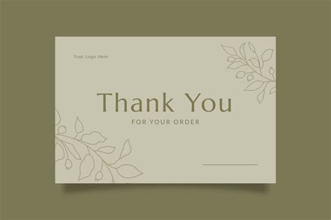 Printable Luxury Thank You Card Template for Small Online Business, Decorated with Foliage and ...