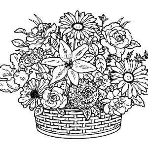 Basket Of Flowers Drawing at GetDrawings | Free download