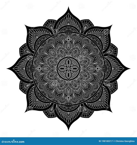 Pattern Motif Mandala Art Ornament Design Element Stock Vector - Illustration of drawing, flower ...