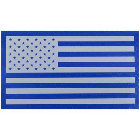 Reflective Printed Blue/White US Flag - 2x3.5 Patch