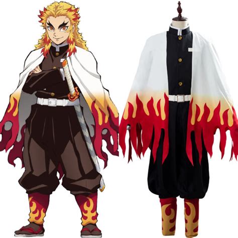 Demon Slayer Kimetsu no Yaiba Rengoku Kyoujurou Cosplay Costume Uniform ...