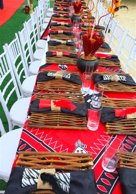 Red & Black Swazi traditional wedding decor at Shonga Events | Décorations de cérémonie de ...