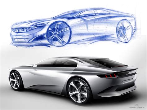 Peugeot Exalt Concept Design Sketch Rendering - Car Body Design