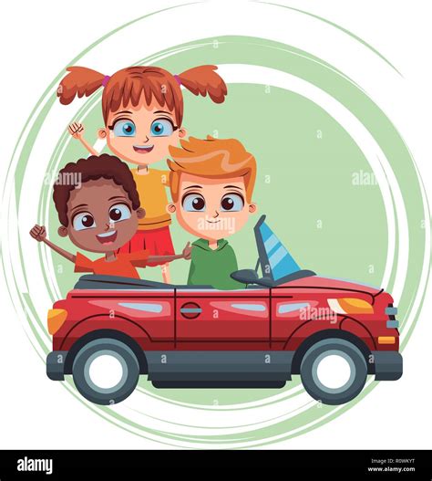 three kids driving car cartoon Stock Vector Image & Art - Alamy