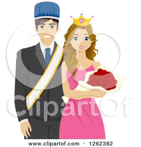 Clipart of a High School Homecoming or Prom King and Queen - Royalty ...