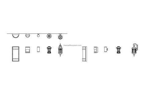 Wall Lamps, Plans+Elevations, AutoCAD Block - Free Cad Floor Plans