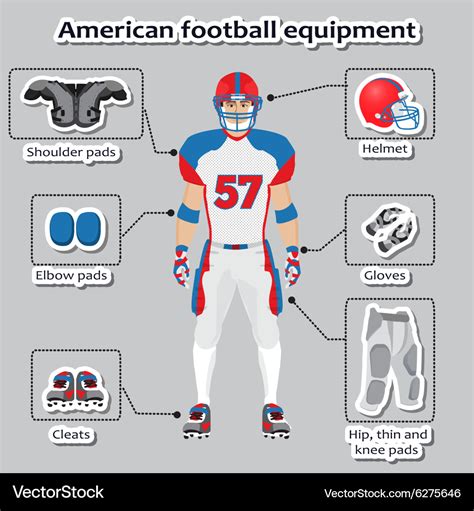 American football player equipment Royalty Free Vector Image