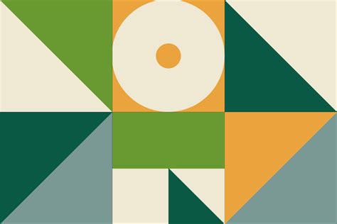 an abstract geometric design in green, yellow and white