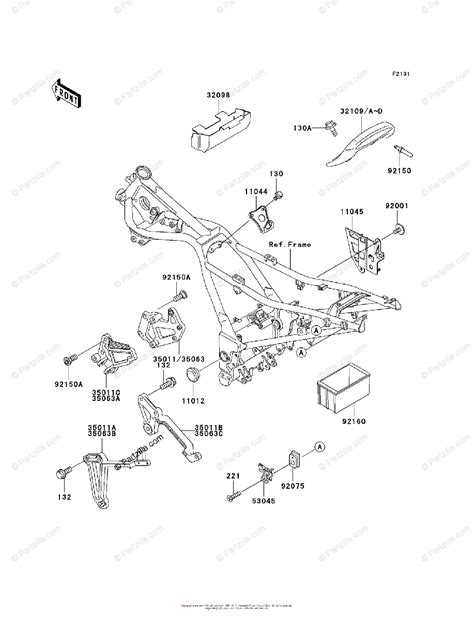 Kawasaki Motorcycle 2004 OEM Parts Diagram for Frame & Fittings | Partzilla.com