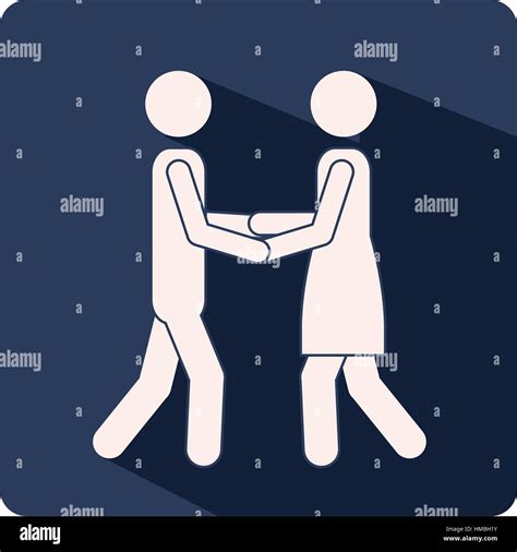 color silhouette frame with couple friends holding hands vector ...