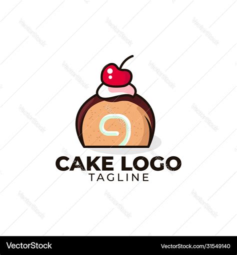 Cake cute cartoon logo template Royalty Free Vector Image