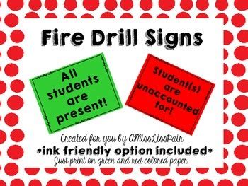 //Fire Drill Signs: Freebie!// by AMissLissPair | TpT