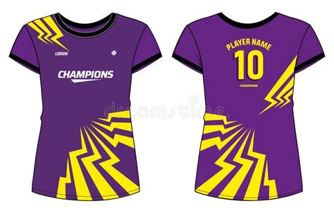 Women Sport Jersey T-shirt Design Flat Sketch Illustration, Thunderbolt ...