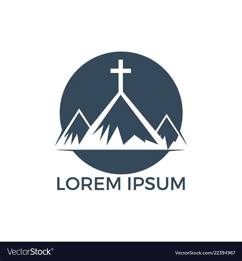 Baptist cross in mountain logo design Royalty Free Vector