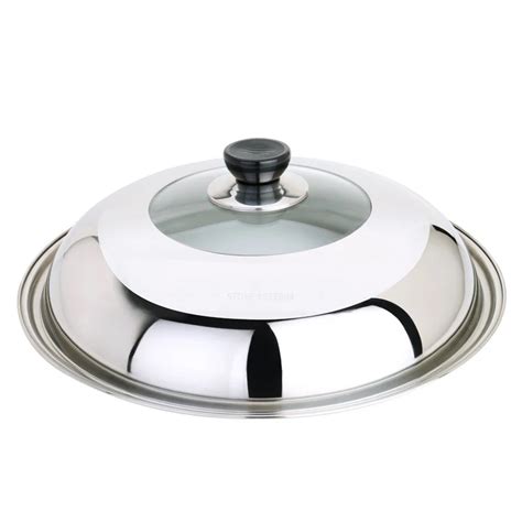 Superior Cooking Wok Pan Lid Stainless Steel Universal Pan Cover Visible Replaced Lid for Frying ...