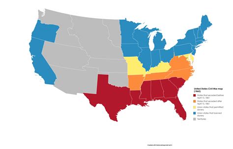 Civil War State Map With Names