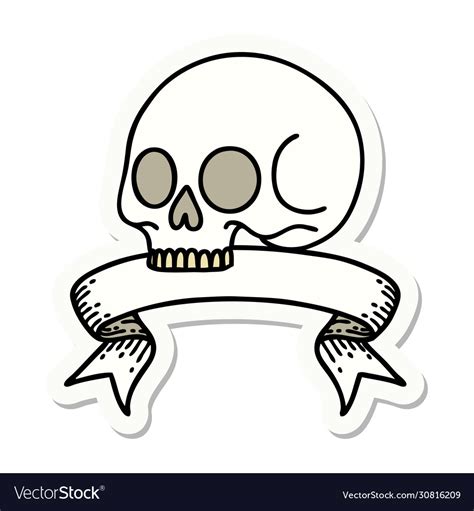 Tattoo sticker with banner a skull Royalty Free Vector Image