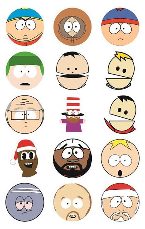 South Park Characters Digital Download 1 Inch Circles 4"x6" Sheet, stickers, vinyl, scrapbooking ...