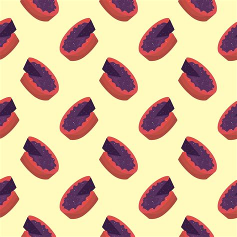 Tasty blueberry pie,seamless pattern on light yellow background ...