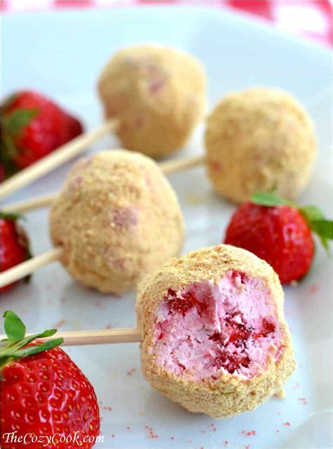 No Bake Strawberry Cheesecake Pops - The Cozy Cook