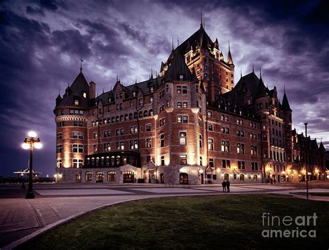 Castle Fairmont Le Chateau Frontenac with dramatic night sky Qu Photograph by Awen Fine Art Prints