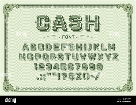 Money font, vintage type or typeface banknote alphabet, vector typography text. Dollar font or ...