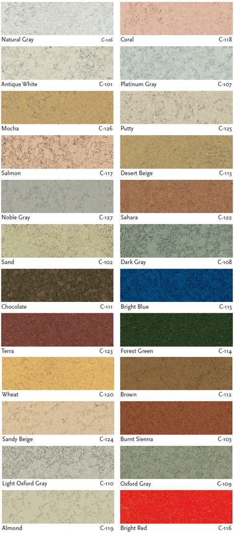 Quikrete Liquid Cement Color Chart