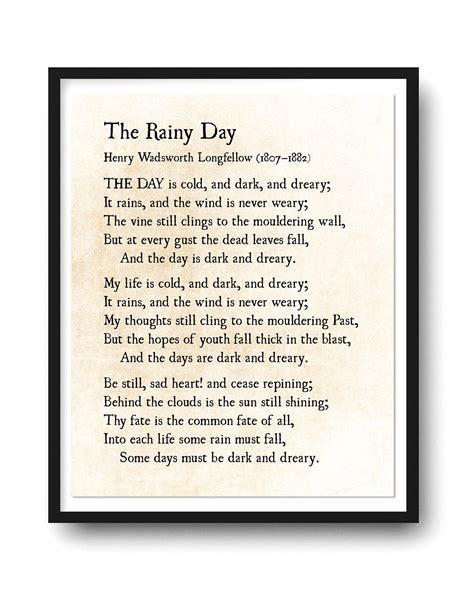 Rainy Day Poem Be Still Sad Heart Henry Wadsworth - Etsy Australia