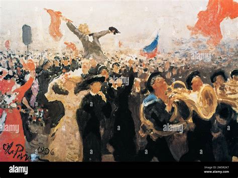 Demonstration 17 October 1905. Or The October Manifesto Painting By Russian Realist Artist Ilya ...