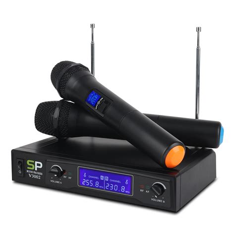 V3002 VHF Wireless Microphone System 2PCS Handheld LCD Mic with 2 CH ...