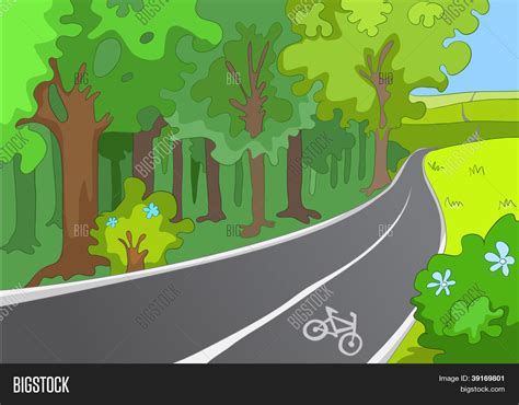 Bicycle Path. Cartoon Vector & Photo (Free Trial) | Bigstock