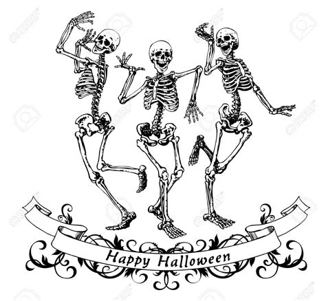 Happy Halloween Dancing Skeletons Isolated Vector Illustration,.. Royalty Free Cliparts, Vectors ...