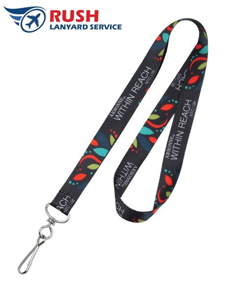 PD10-1-EX Dye-Sublimated Custom Flat Smooth Polyester Lanyard (1", Rush Lanyard Service)