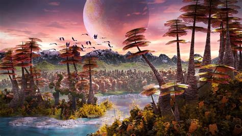 Alien Planet Landscape, Beautiful Forest the Surface of an Exoplanet ...