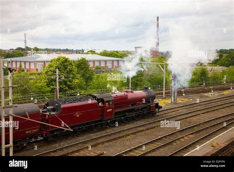 LMS Jubilee Class 45699 Galatea a special charter steam train north of Carlisle Railway Station ...