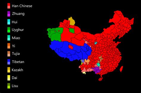 Map : Ethnic Groups by Prefecture in China - Infographic.tv - Number one infographics & data ...