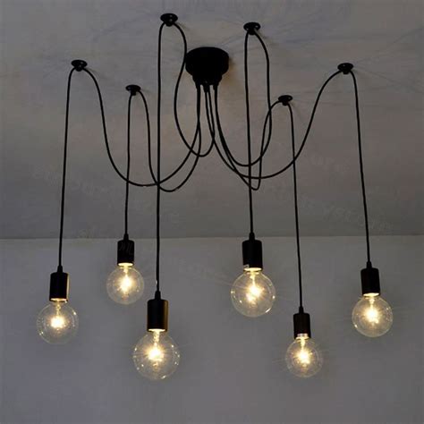 Lightess Vintage Multiple Ajustable DIY Ceiling Spider Pendant Lighting ...