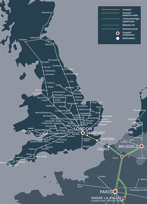 Eurostar train rail maps