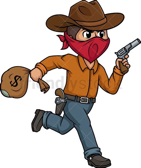 Wild West Outlaw Robber Cartoon Clipart Vector - FriendlyStock