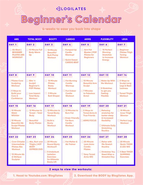 A 28-Day Workout Calendar for Beginners! - Wanda Pedersen