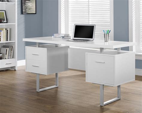 60" Modern White Double Pedestal Desk with File Drawer – ComputerDesk.com