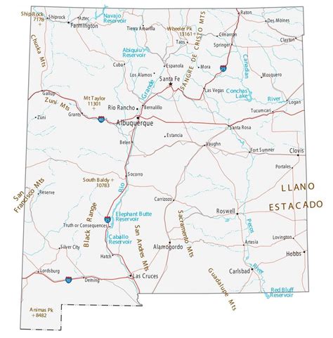 New Mexico Map - Cities and Roads - GIS Geography